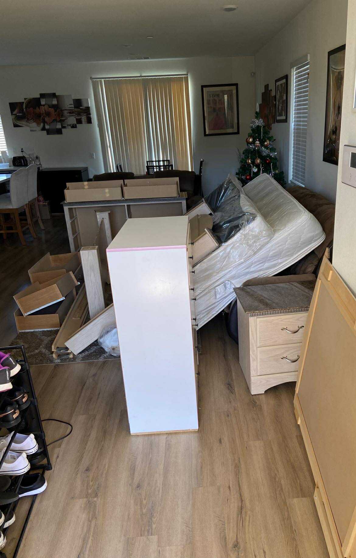 Apartment cleanout with furniture staged for removal in Temecula
