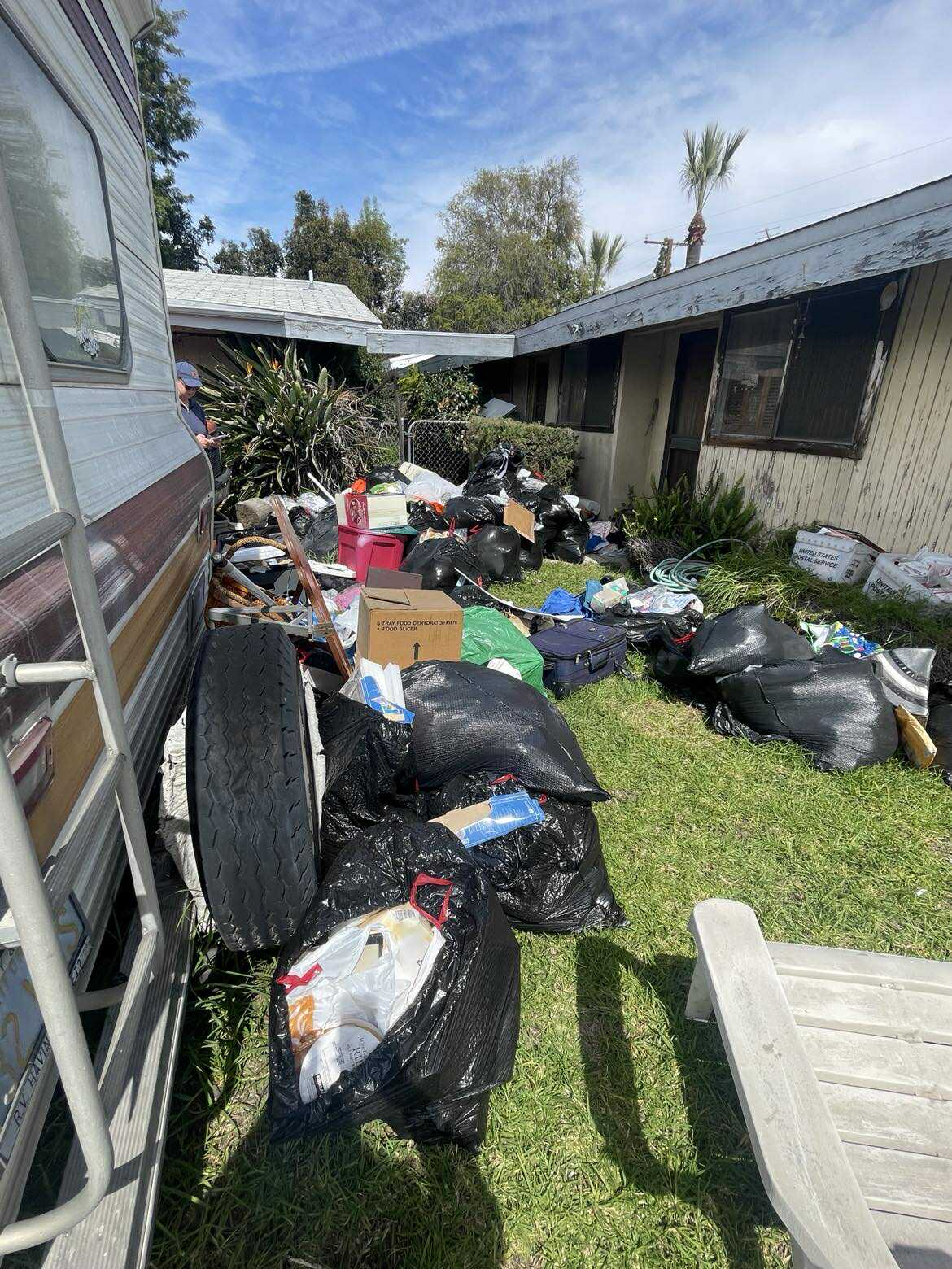 Eviction cleanout with tenant belongings ready for removal in Temecula